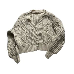 Button Front Cable Knit Cardigan